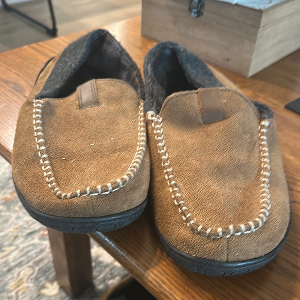 George Tan and Brown Slip-On Loafers